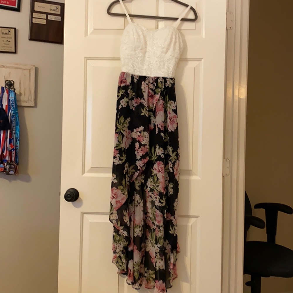 Lily Rose Flowered High-Low Maxi Dress